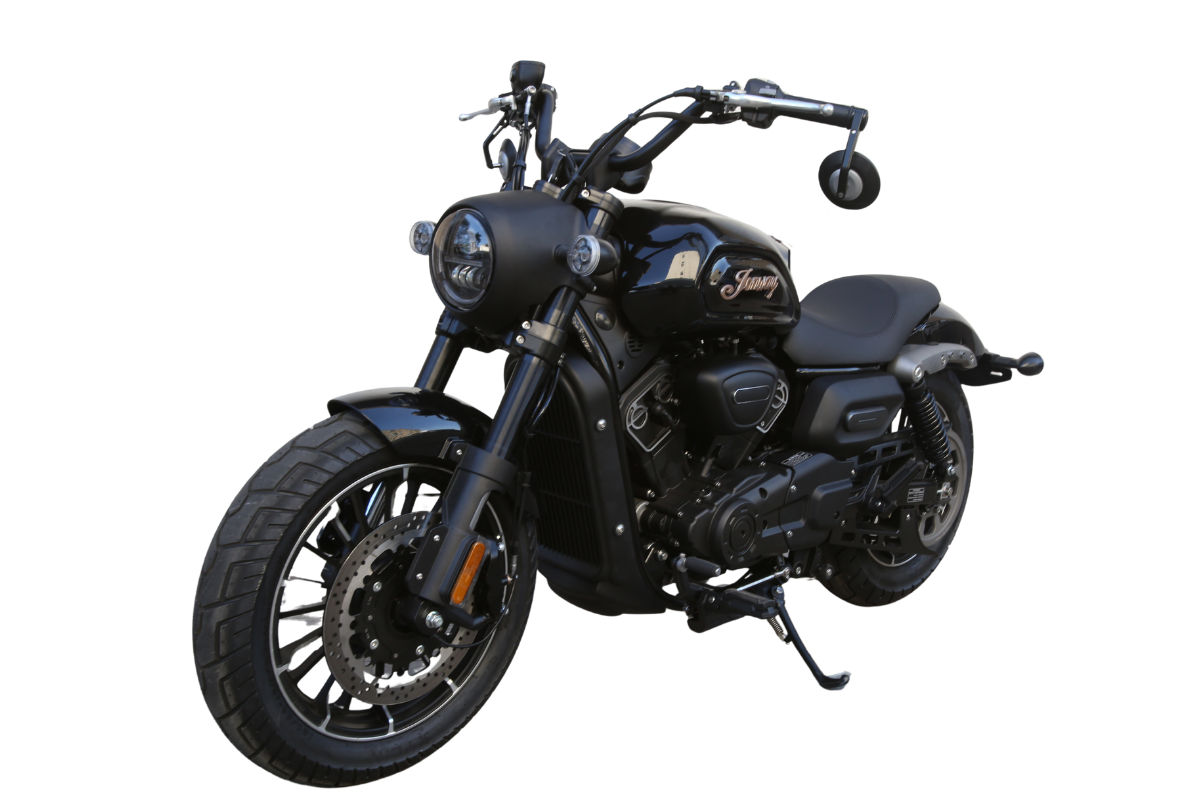 Jonway Legend 500 cruiser clásica V-Twin 500cc con alforjas vista general